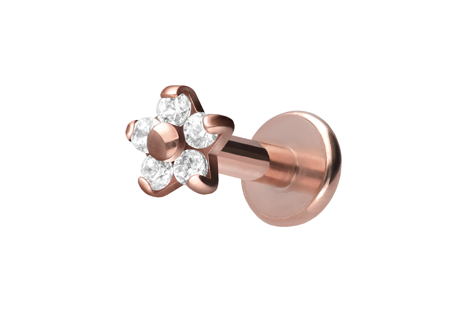 Titan Labret mit Innengewinde BLUME MIT 5 KRISTALLEN